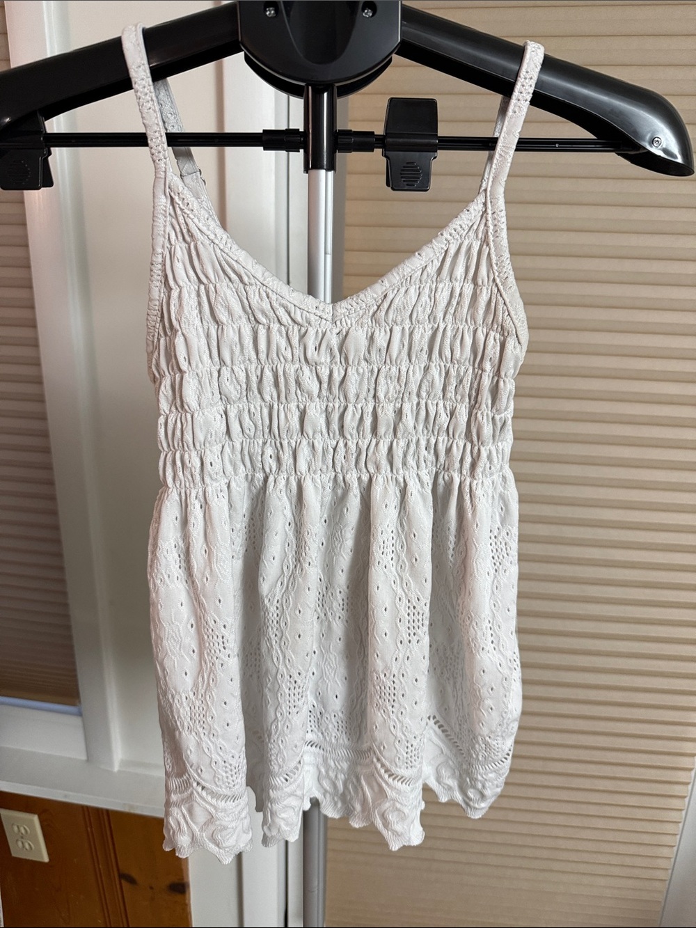 White Eyelet Smocked Cami Top - Urban Romantics flowy Y2K festival